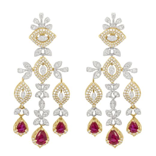 Versatile Pink Gemstones and Diamond Dewdrop Earrings