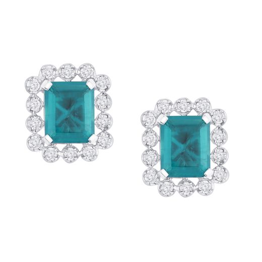Stylish Gemstone and Diamond Crown Star Earrings