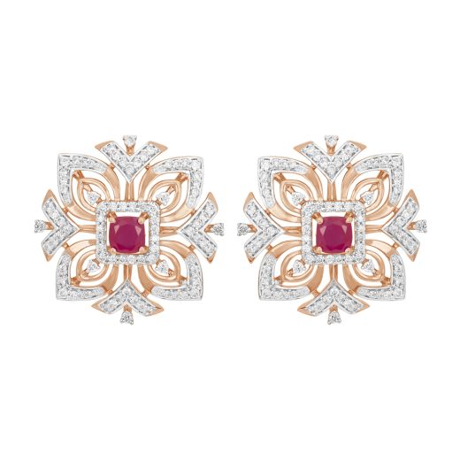 Dazzling Diamonds and Ruby Earrings