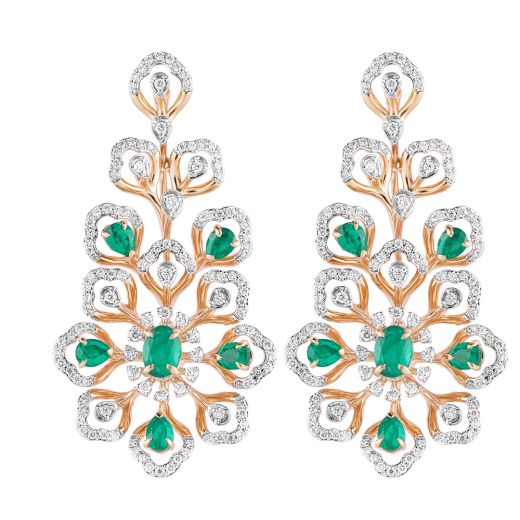 Shimmery Green Colorstone and Diamond Earrings