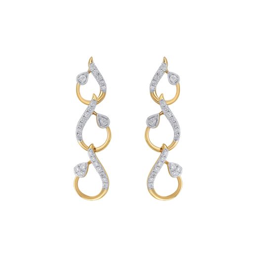 Paisley Design Drop Diamond Earrings