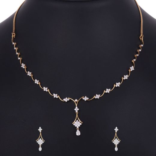 Floral Design Earrings and Necklace Set in 14Kt Rose Gold