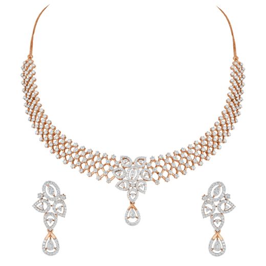 Eclectic Earrings and Necklace Set with Diamonds