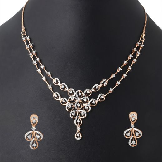 14Kt Rose Gold Astra Necklace and Earring Set