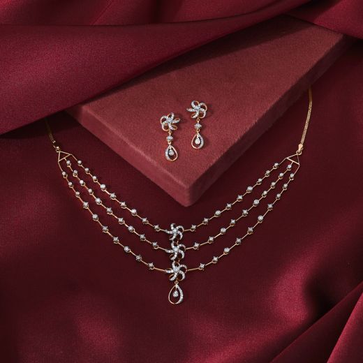 Floral Diamond Studded Astra Jewellery Set