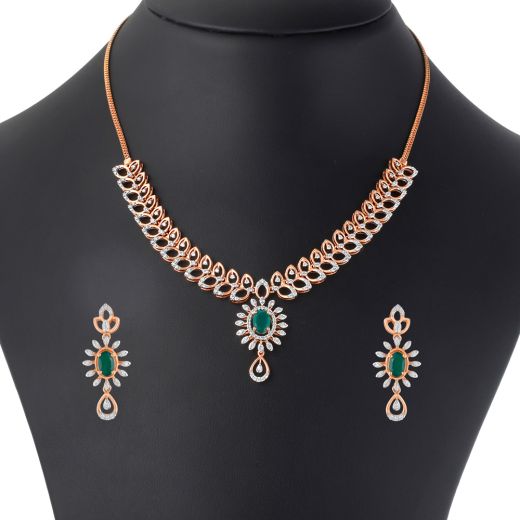Fashionable Earrings and Necklace Set in Rose Gold