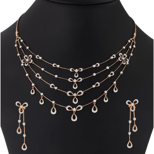 Dewdrop Design Diamond Astra Earrings and Necklace Set