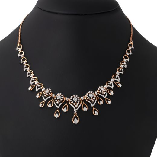 Stylish 14KT Rose Gold Diamond Necklace