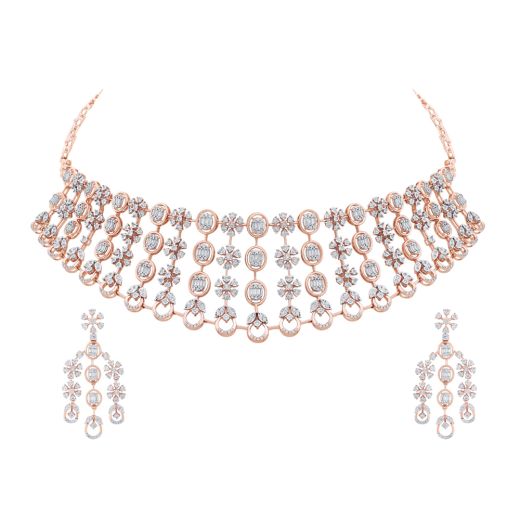 Classy Earrings and Necklace Set With Diamonds