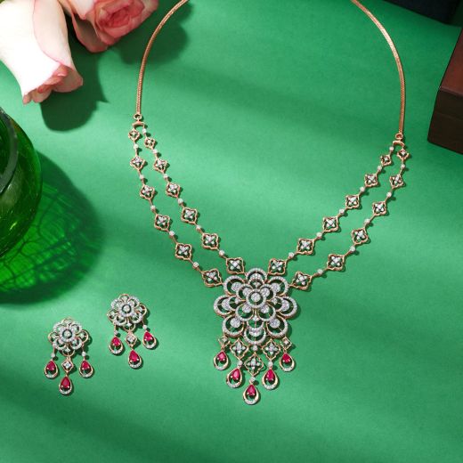 Dewdrop Design Red Gemstone Jewellery Set