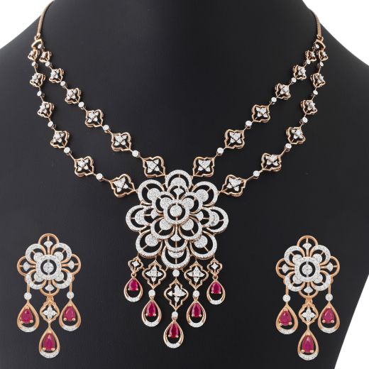 Dewdrop Design Red Gemstone Jewellery Set