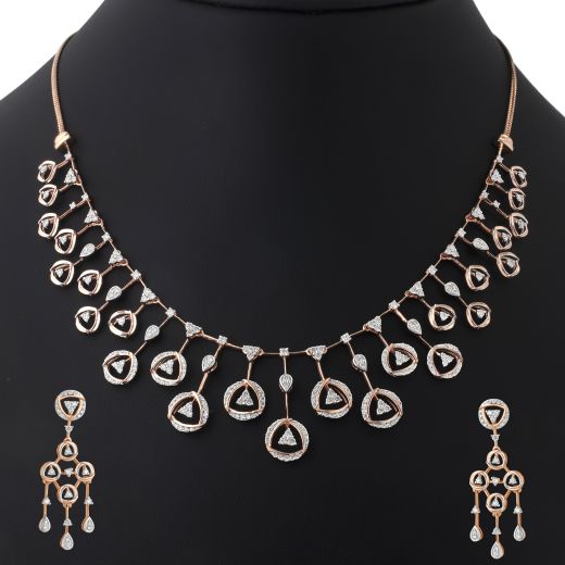 Attractive Diamond Necklace and Earrings Set