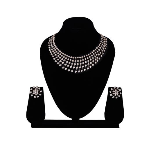 Star Burst Design Diamond Necklace Set