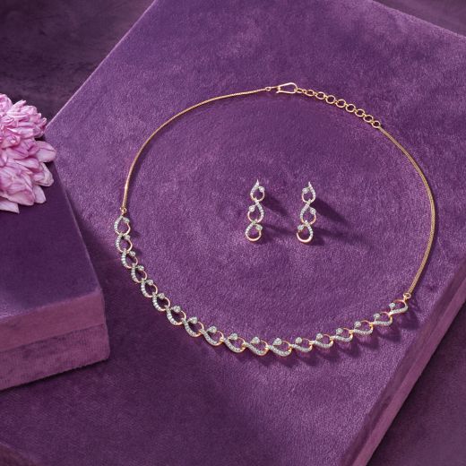 Paisley Design Diamond Necklace Set