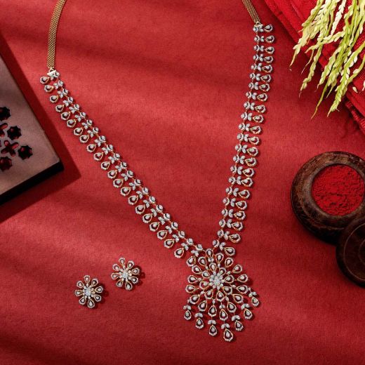 Floral Design Diamond Necklace Set