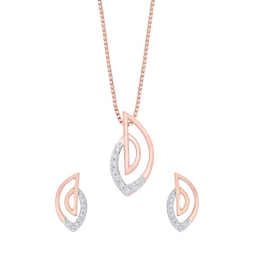 Semi-circular Diamond Pendant and Earrings Set in 14Kt Gold