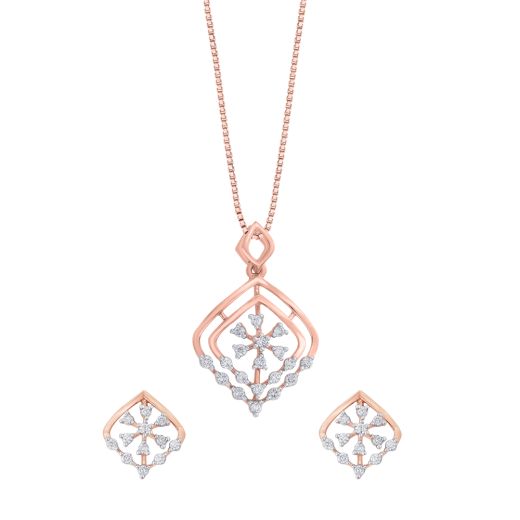 Interwoven Design Diamond Pendant and Earrings Set