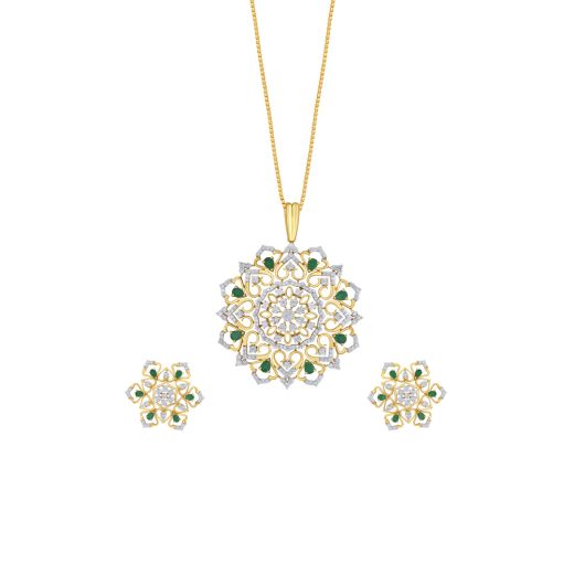 Classy Pendant and Earrings Set Studded witth Diamonds