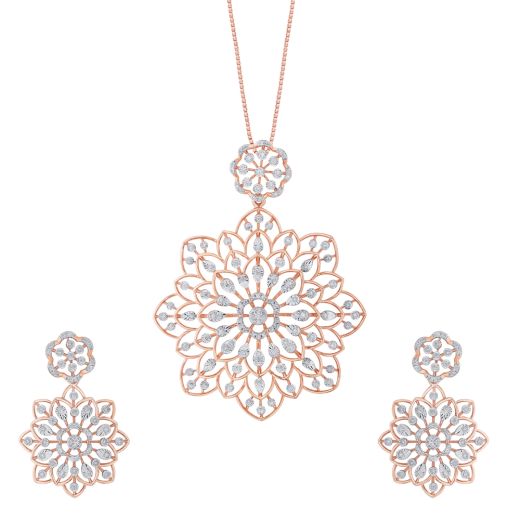 Miracle Plate Floral Diamond Pendant Set