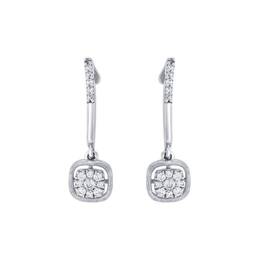 Geometric Design Diamond and Platinum Earrings