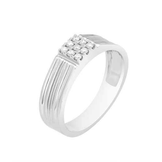 Square Diamond Ring for Men in Platinum