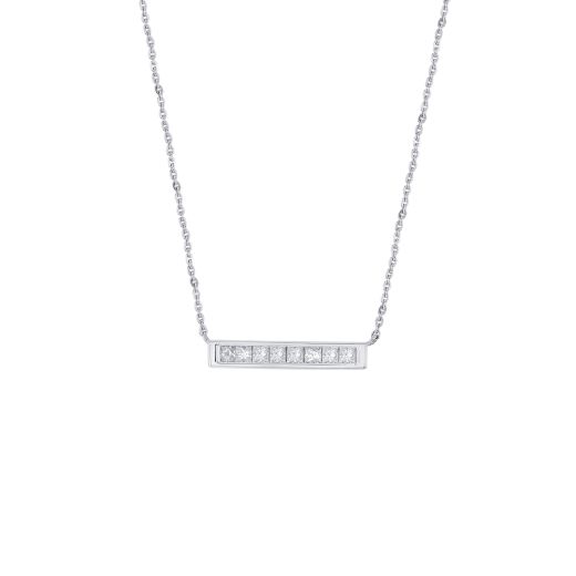 Shimmery Bar Design Platinum Necklace