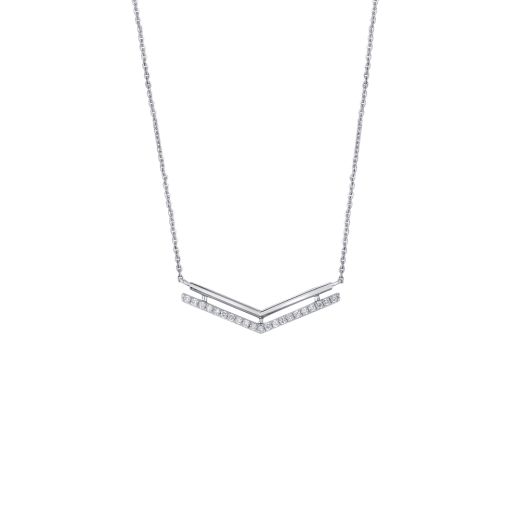 Gleaming Chevron Design Diamond and Platinum Necklace