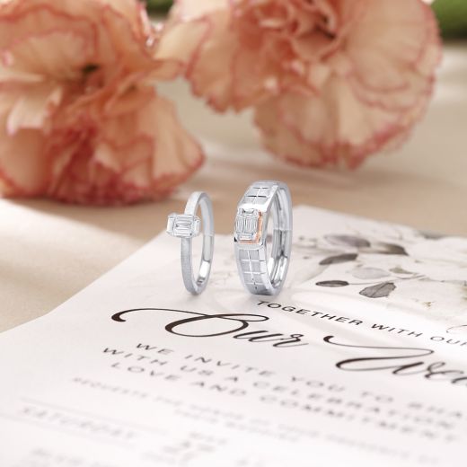 Buy Platinum Plated Elegant Austrian Crystal Adjustable Solitare Couple Ring  online from Karat Cart