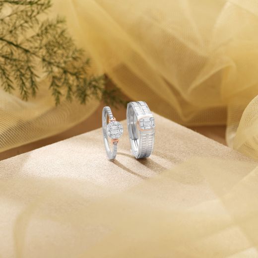 Soulmates Diamond and Platinum Couple's Finger Rings