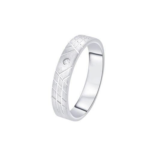 Geometric Textured Diamond Platinum Men's Ring