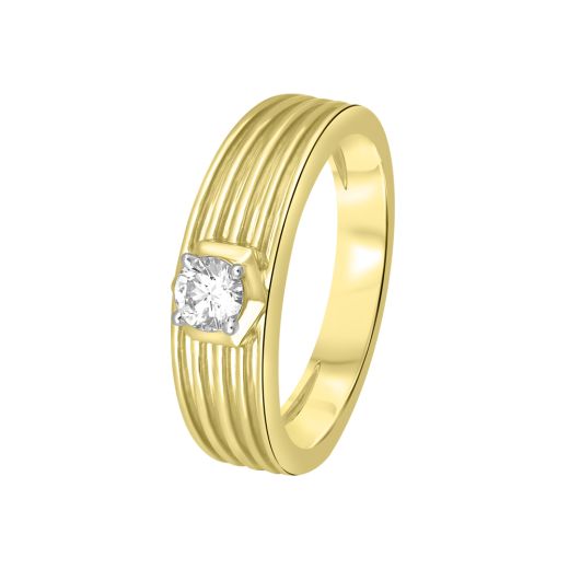 Simple Diamond Studded 18KT Yellow Gold Ring