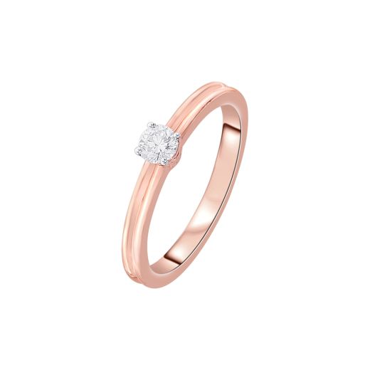 Classic Textured Diamond Solitaire Rose Gold Ring