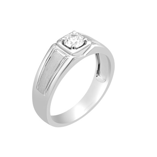 Stylish Platinum Solitaire Men's Ring