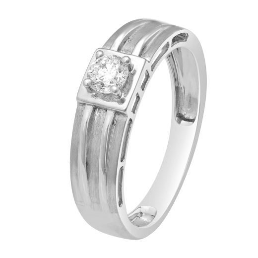 Minimalist Diamond Textured Solitaire Ring for Men