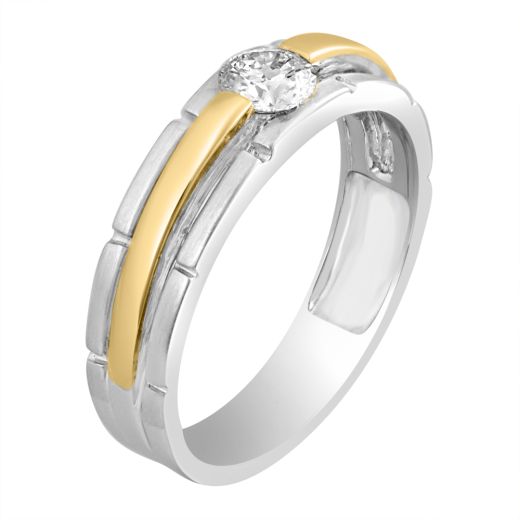 Dual Toned Men's Solitaire Ring