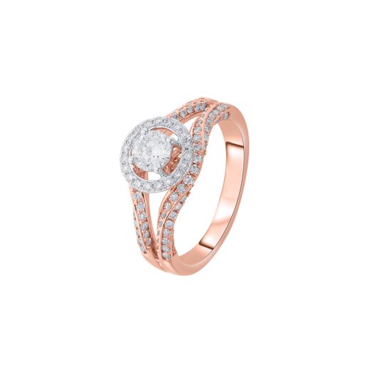 Enchanting Diamond Crown Star Ring in 18KT Rose Gold