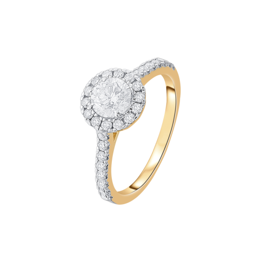 Gleaming 18KT Yellow Gold Diamond Solitaire Ring