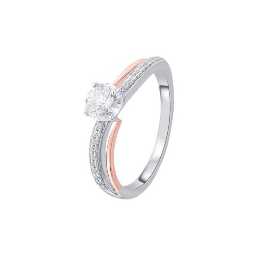 Eclectic Diamond Solitaire Ring in Rose and White Gold