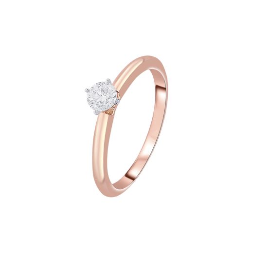 Brilliant 18KT Rose Gold Diamond Solitaire Finger Ring