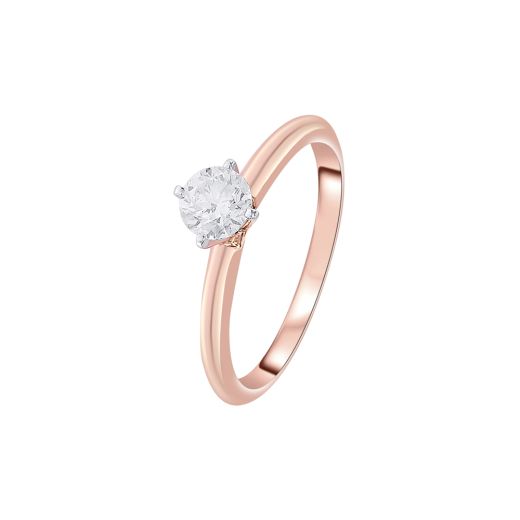 18KT Rose Gold and Diamond Solitaire Diamond Ring