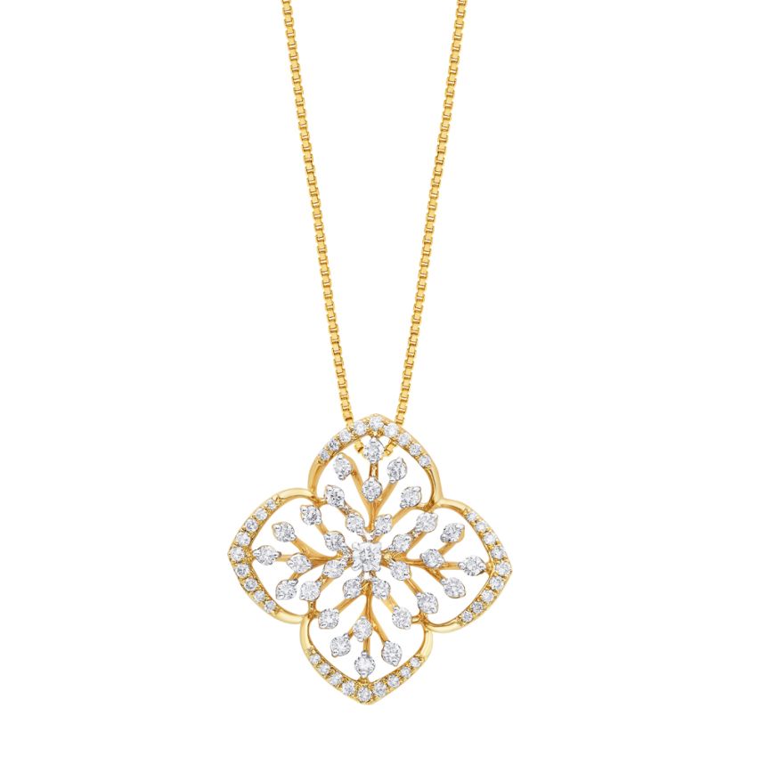 Shy Creation 14K White Gold Diamond Clover Pendant Necklace