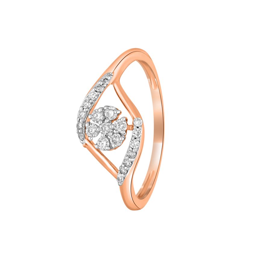 Dainty Rose Gold Rose Quartz Engagement Ring Diamond Ring Plain Gold Band