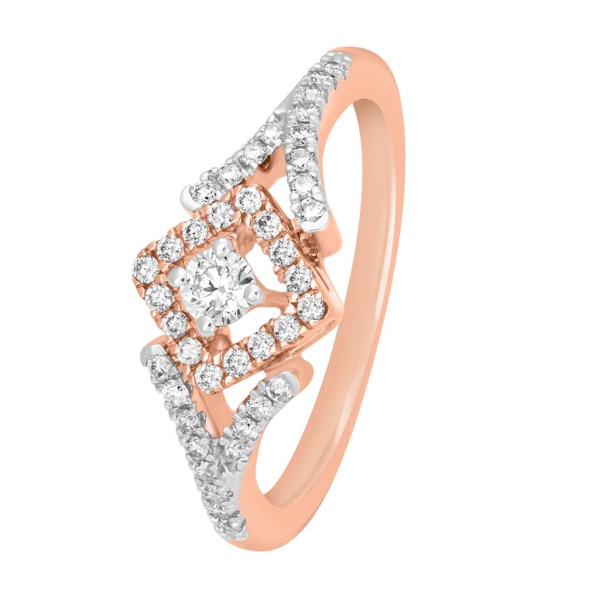 Ella - 14K Rose Gold Princess Diamond Engagement Ring with Pave Setting -  Wedding Bands & Co.