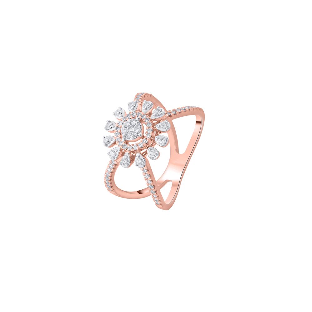 Rose Gold Pave Round Brilliant Diamond Flower Ring – Michael E. Minden  Diamond Jewelers - The Diamond & Wedding Ring Store