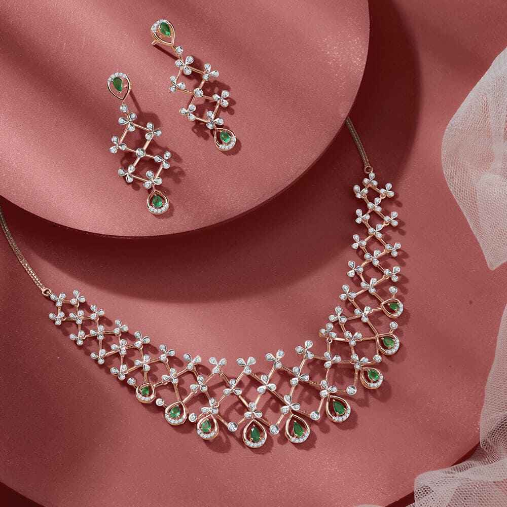 Dual puff paper clip Necklace & Bracelet Set in 14Kt Gold | Las Villas  Jewelry